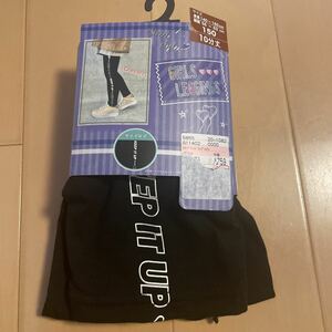  postage included new goods girls 10 minute height leggings 150cm black black side Logo line free shipping 