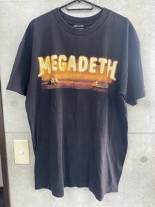 希少90'S 当時物　MEGADETH ヴィンテージTシャツ　ブラック　サイズL USA整　メガデス　バンドTシャツ　メタリカ　コピーライト