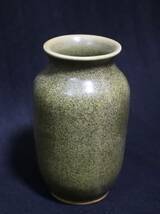 茶沫釉 茶釉筒型花器 陶磁器 花瓶 高さ15cm　口径7cm　底径6cm_画像7