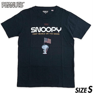 希少■ PEANUTS (ピーナッツ) 1969 SNOOPY スヌーピー アポロ 宇宙服 半袖Tシャツ 黒 ブラック S アメカジ 古着 オールド ヴィンテージ