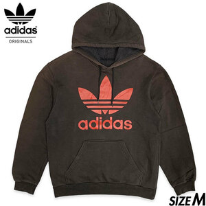 国内正規品■adidas (アディダス オリジナルス) トレフォイルロゴ 長袖 スウェット パーカー 茶赤 ブラウン/レッド M 古着ヴィンテージ