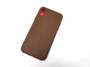 iPhone XR レザー風 シンプル ソフトカバー ケース 薄型 シンプル TPU ブラウン