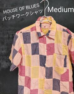 ★送料無料★ HOUSE OF BLUES ハウスオブブルース シャツ パッチワークシャツ デザインシャツ 柄シャツ Medium