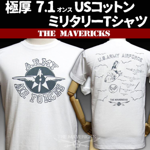 極厚 ミリタリーTシャツ XXL メンズ ブランド 大きいサイズ 3L ARMY AIRFORCE エアフォース 手書き 白 ホワイト