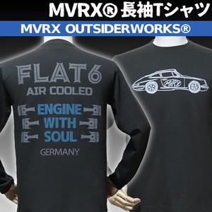 MVRX 長袖 S ロング Tシャツ メンズ 綿 MVRX ブランド FLAT6 ブラック スミ黒