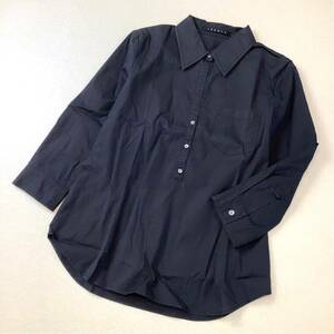 良品 theory セオリー プルオーバーシャツ スキッパーシャツ レディース サイズ4 XL 大きいサイズ ブラック 長袖シャツ