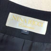 良品 NINA RICCI ニナリッチ ウールジャケットノーカラージャケット フォーマルジャケット ブラックフォーマル レディース 9AR M ブラック_画像7