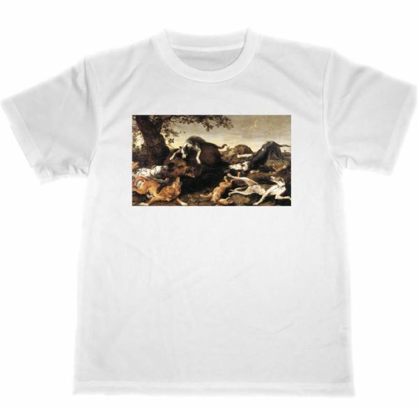 Frans Snijders 드라이 티셔츠 멧돼지 사냥 멧돼지 사냥꾼 사냥개 사냥꾼 용품 Snijders 걸작 미술 그림, 큰 사이즈, 크루 넥, 일러스트레이션, 성격