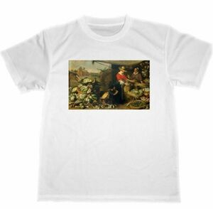 Art hand Auction Frans Snyders Camiseta seca Puesto de verdulería Verduras Productos de verdulería Obra maestra de Snyders Pintura artística, talla l, cuello redondo, Una ilustración, personaje