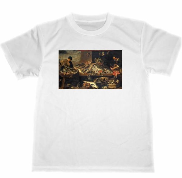 Frans Snyders T-shirt sec poissonnerie étal poissonerie marchandises Snyders chef-d 'œuvre peinture artistique, Taille L, col rond, Une illustration, personnage
