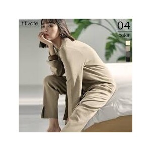 【新品・未使用/試着のみ】titivate select フロントスリット ニットレギンス パンツ