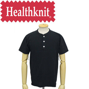 Healthknit (ヘルスニット) P-906S ヘンリーネック 半袖Tシャツ HK001ブラックM