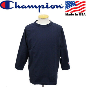 Champion (チャンピオン) C5-P404 T1011 RAGLAN 3/4 SLEEVE T-SHIRT ラグラン 七分袖 Tシャツ アメリカ製 CN045 370ネイビー L