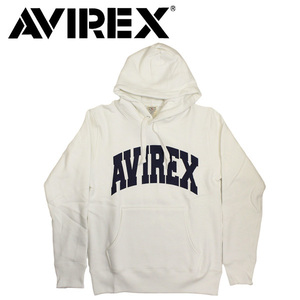 AVIREX (アヴィレックス) DAILY L/S SWEAT PULL PARKA LOGO デイリー ロングスリーブ スウェット プルパーカー ロゴ 783-5231003 02-Off Wh