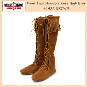 MINNETONKA(ミネトンカ) Front Lace Hardsole Knee High Boot(フロントレースニーハイブーツ)#1422 BROWN レディース MT049-7(約24cm)