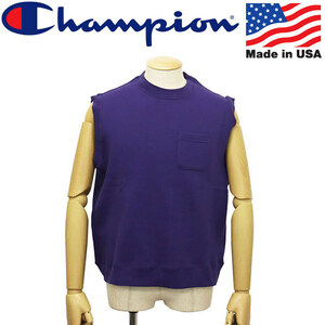 Champion (チャンピオン) C5-V001 SLEEVELESS SWEARSHIRT スウェットベスト アメリカ製 CN055 387パープルネイビー S