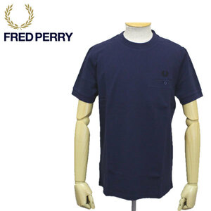 FRED PERRY (フレッドペリー) M8531 POCKET DETAIL PIQUE T-SHIRT ポケットTシャツ FP440 266 CARBON BLUE XS
