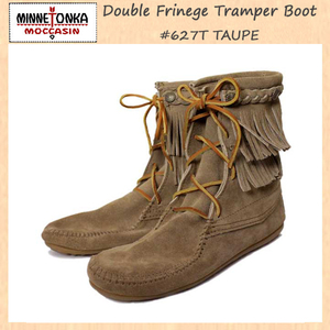 MINNETONKA(ミネトンカ)Double FringeTramper Boot(ダブルフリンジ トランパーブーツ)#627T TAUPE レディース MT035-6(約23cm)