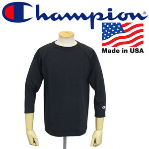 Champion (チャンピオン) C5-U401 T1011 RAGLAN 3/4 SLEEVE T-SHIRT 7分袖 ラグラン アメリカ製 CN009 090ブラックS