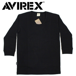 AVIREX (アヴィレックス) DAILY 2/3 SLEEVE U-NECK T-SHIRT デイリー 2/3 スリーブ Uネック ティーシャツ 09-Black-S