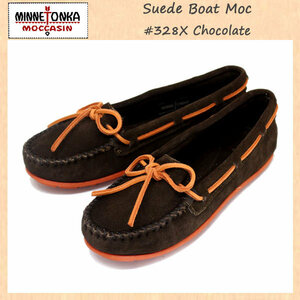 MINNETONKA(ミネトンカ) Suede Boat Moc(スエードボートモック) #328X CHOCOLATE レディース MT273-8(約25cm)