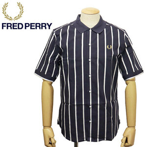 FRED PERRY ( Fred Perry ) SM3029 CONTRAST COLLAR STRIPE SHIRT stripe shirt N13 DARK GRAPHITE FP498 S