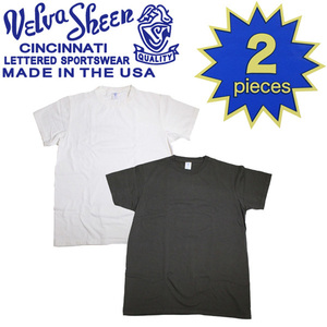 Velva Sheen (ベルバシーン) 160919 2PAC C/N TEE (半袖 丸首 ) クルーネックTシャツ ポケット無し 2枚組 全10色 VLVS001-ホワイト+ブラッ