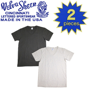 Velva Sheen (ベルバシーン) 160921 2PAC V/N TEE (半袖 V首 ) VネックTシャツ ポケット無し 2枚組 全10色 VLVS003-ブラック+オートミール-