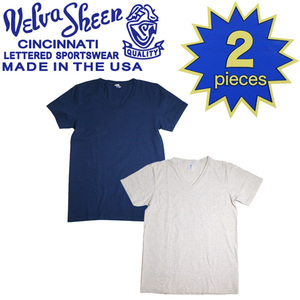 Velva Sheen (ベルバシーン) 160921 2PAC V/N TEE (半袖 V首 ) VネックTシャツ ポケット無し 2枚組 全10色 VLVS003-ネイビー+オートミール-