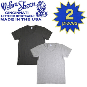 Velva Sheen (ベルバシーン) 160921 2PAC V/N TEE (半袖 V首 ) VネックTシャツ ポケット無し 2枚組 全10色 VLVS003-ブラック+ヘザーグレー-