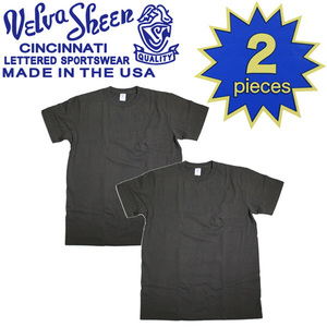 Velva Sheen (ベルバシーン) 160920 2PAC C/N PK TEE (半袖 丸首 ) クルーネックTシャツ ポケット有り 2枚組 全10色 VLVS002-ブラック+ブラ