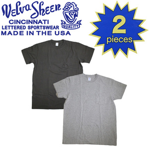 Velva Sheen (ベルバシーン) 160920 2PAC C/N PK TEE (半袖 丸首 ) クルーネックTシャツ ポケット有り 2枚組 全10色 VLVS002-ブラック+ヘザ