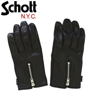 Schott (ショット) 3109075 3970027 ZIP LEATHE GLOVE ジップレザー グローブ 09BLACK 日本製 M