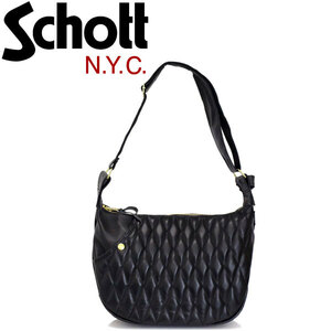 Schott (ショット) 3109022 23976005 PADDED BANANA BAG パデッドバナナ レザーショルダーバッグ 011BLACKxGOLD