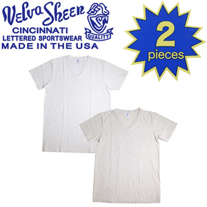Velva Sheen (ベルバシーン) 160921 2PAC V/N TEE (半袖 V首 ) VネックTシャツ ポケット無し 2枚組 全10色 VLVS003-ホワイト+オートミール-