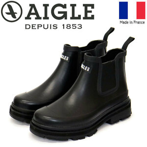 AIGLE (エーグル) ZZFNA08 SOFT RAIN ソフトレイン サイドゴアラバーブーツ レディース 007 NOIR AGL037 36-約23.0cm