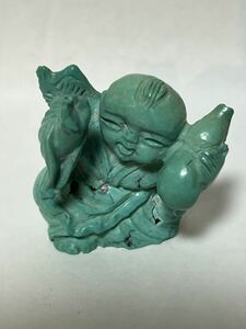 中国美術 ターコイズ石 松石人物 時代物 細密彫刻 唐物 煎茶道具 茶道具 古玩