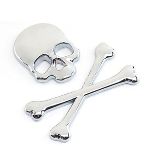 3D スカル ドクロ カー ステッカー シルバー