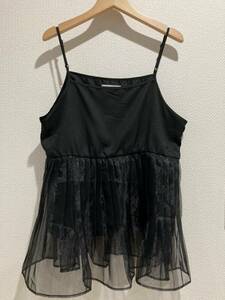 OPAQUE.CLIPope-k dot clip camisole chu-ru race piling put on black black in na- tops 