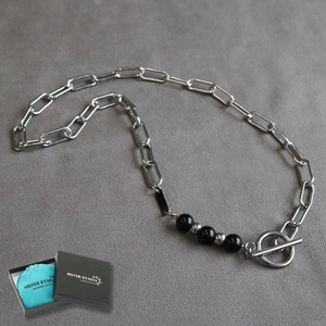 Art hand Auction Necklace (Silver Casha) Original Azuki Chain Mantel Onyx Handmade Silver Stainless Steel Allergy Free, Men's Accessories, necklace, others