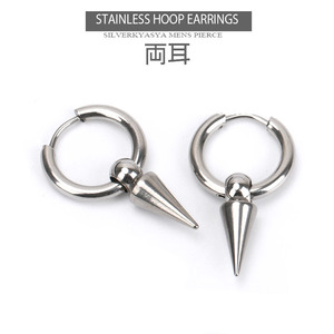 STAINLESS both ear studs earrings tack Drop hoop earrings silver ring earrings 18G popular 