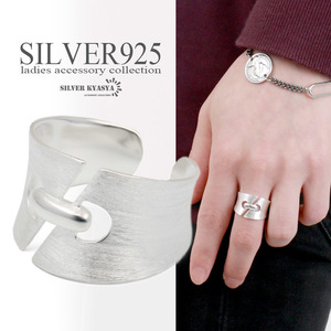  silver 925 button motif ring free size wide ring wide width delustering metal allergy silver 