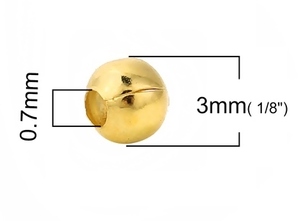 メタルビーズ（1000個パック）真ちゅうゴールドカラー 手芸ビーズパーツ金属ビーズ／3mm