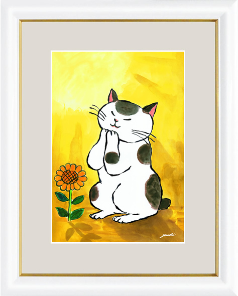 Hiromi Happiness Cat, Praying Cat - Fortune in the West, Painting, Giclee, New, Artwork, Prints, others