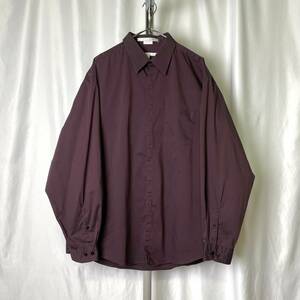 90s PERRY ELLIS 比翼 ミニマル シャツ XL ビッグサイズ ボルドー ストレッチ フィリピン製 ペリーエリス 80s 古着 オールド ビンテージ