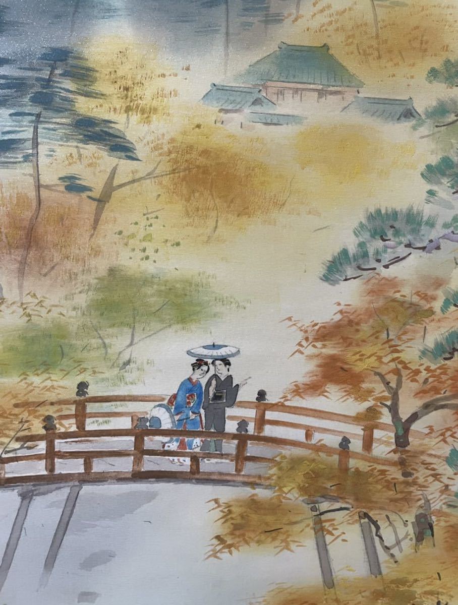 Immediate purchase! Copy by Akiko Nakasone / Autumn leaves beauty painting handwritten hanging scroll (Search = Autumn Kyoto, Maiko, Setsugekka, Kawakai Shuzan, Takehisa Yumeji, Shinsui, Kaburagi Kiyokata, Uemura Shoen, Kigetsu, Shoen, Ito Koba), painting, Japanese painting, landscape, Fugetsu