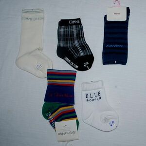  Comme Ca Ism *ELLE* partition nz9/10cm knee-high socks 2 crew socks 3 socks 5 pairs set D cotton .