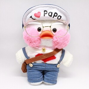 I love papa mama ハートニット サロペット 白色 パンパントちゃん