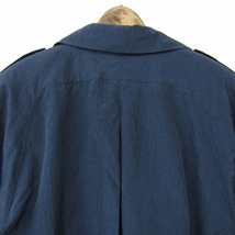 Vintage ビッグサイズ 22 XL~ オーバー ロング トレンチ コート ダブルブレスト ブルー系 レディース 古着 ビンテージ 2O0165_画像5