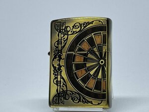 送料無料 ZIPPO[ジッポー]両面加工 アンティーク ダーツ ウッド ブラスイブシ